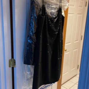 Black beaded evening dress